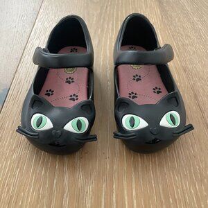 Mini Melissa Shoes Baby Girls 6 Ultragirl Cat Black Mary Jane Kitty Scented